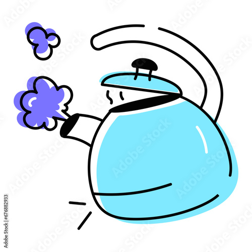 Editable doodle icon of whistle kettle 