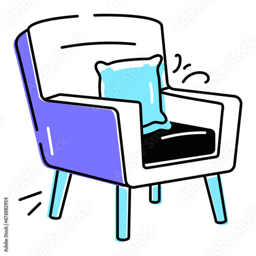 Editable doodle icon of sofa seat 