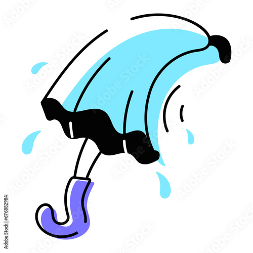 Here a hand drawn icon depicting rain umbrella 