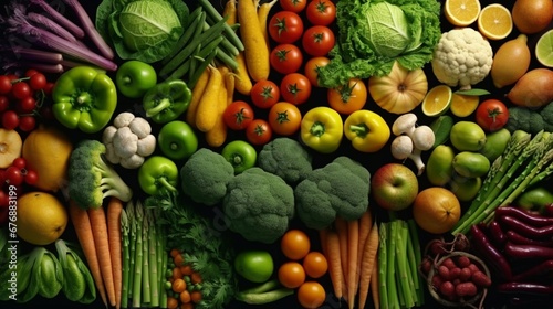 Top view assortment of different vegetables.Generative AI