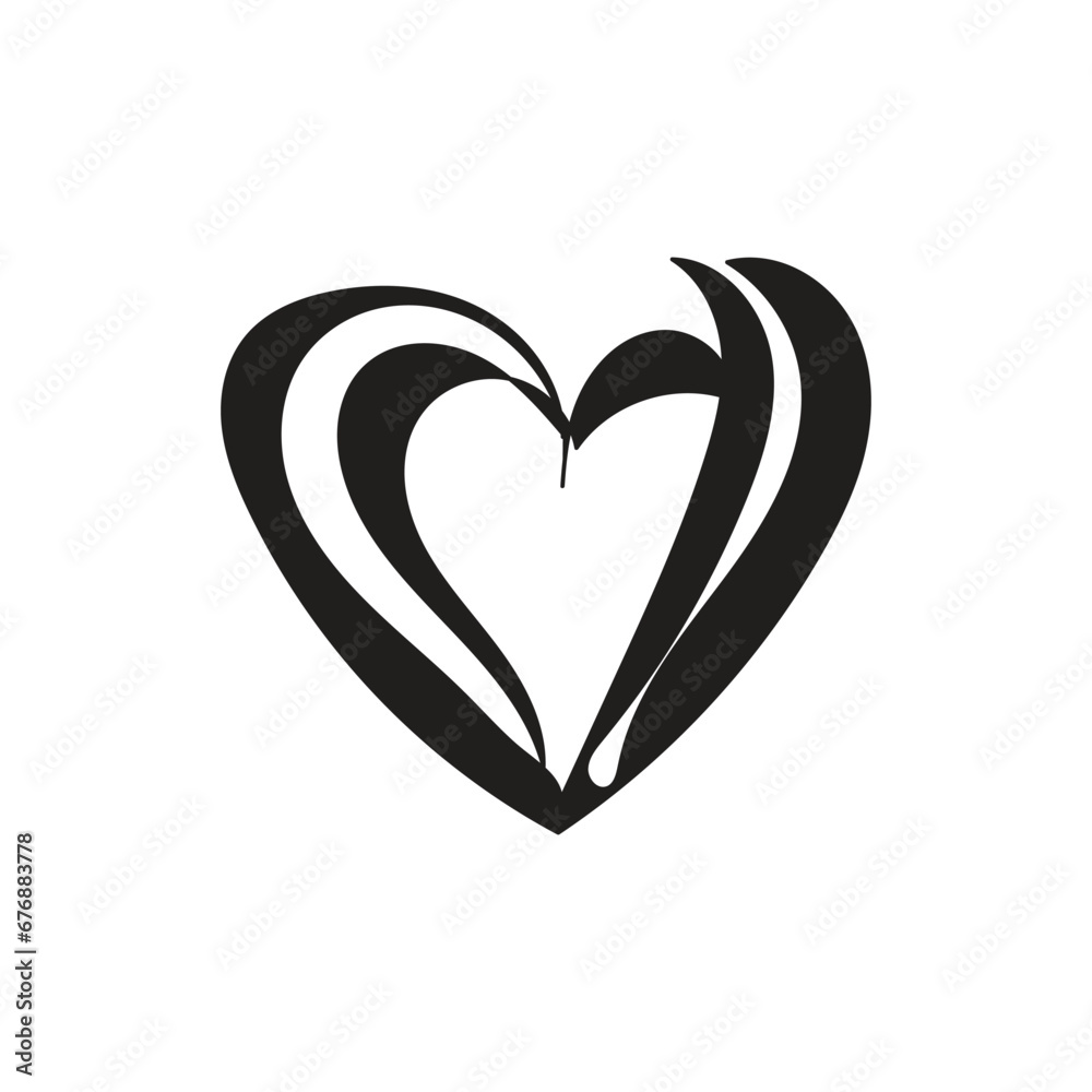 heart isolated on white background line art.