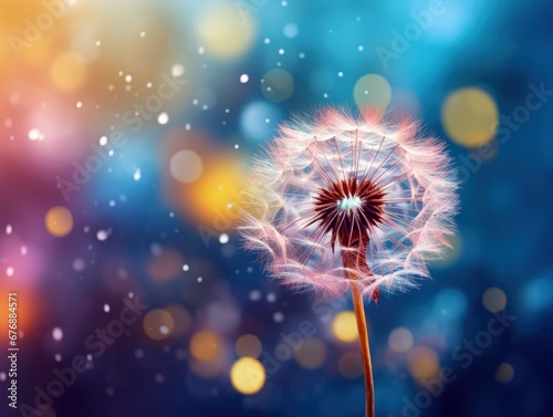 Macro Photography of dandelion on the colorful background