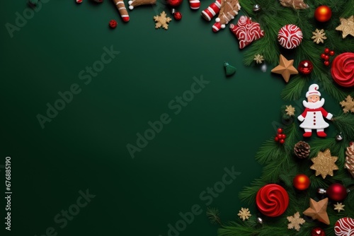 Background for presentations, greeting cards and advertising with Santa Claus theme, green background