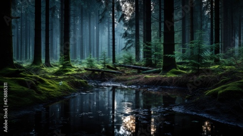 Moody Forest Landscape Nature Concept