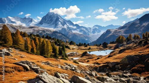 Beautiful landscape of meadow mountain view in Autumn
