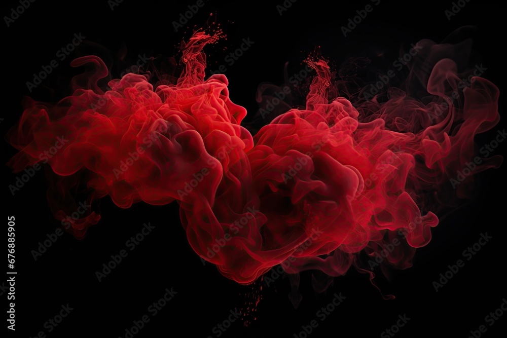 Love Concept. Black Background Full Of Red Smoke. AI Generative - obrazy, fototapety, plakaty 