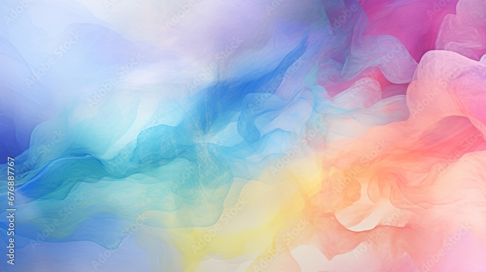 abstract colorful watercolor hand drawn background. Fantasy sky with colorful smokes. Seamless and infinite animation background.