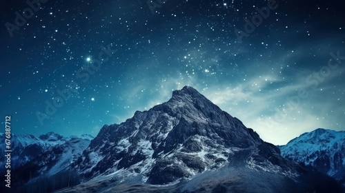Mountain summit with milky way galaxy © JuJamal