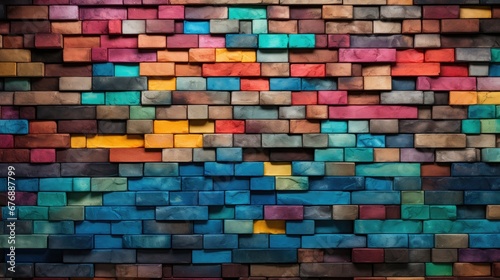 A wall made of colorful bricks