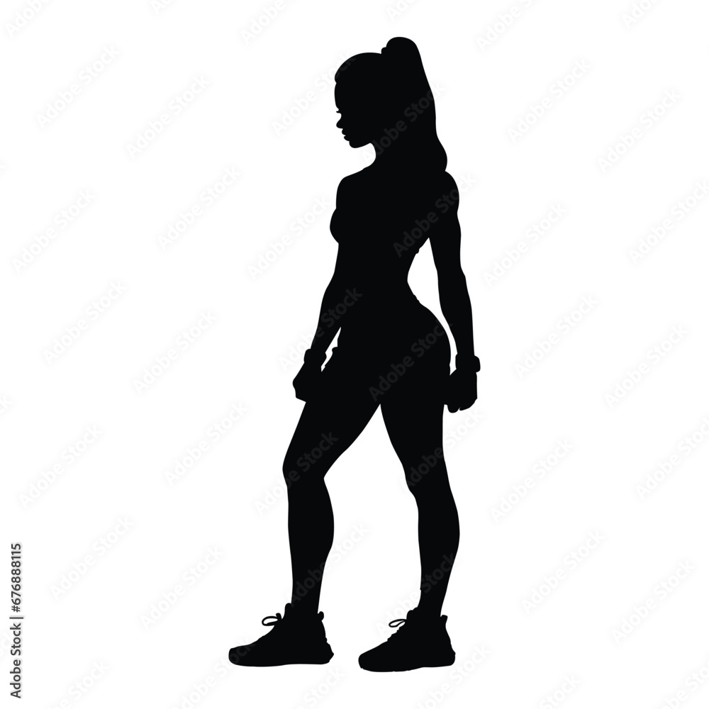 Gym Girl Silhouette on White Background Gym Girl Silhouette on White Background