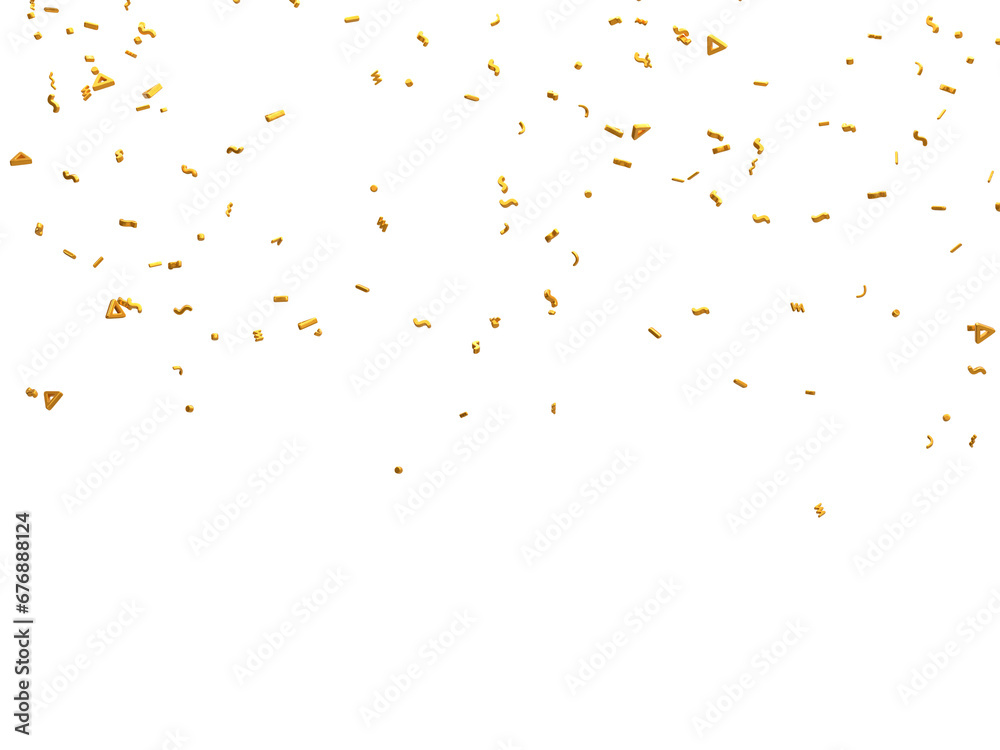 Fototapeta premium Realistic Golden Confetti and serpentine explosion For The Festival Party Ribbon Blast Carnival Elements Or Birthday Celebration