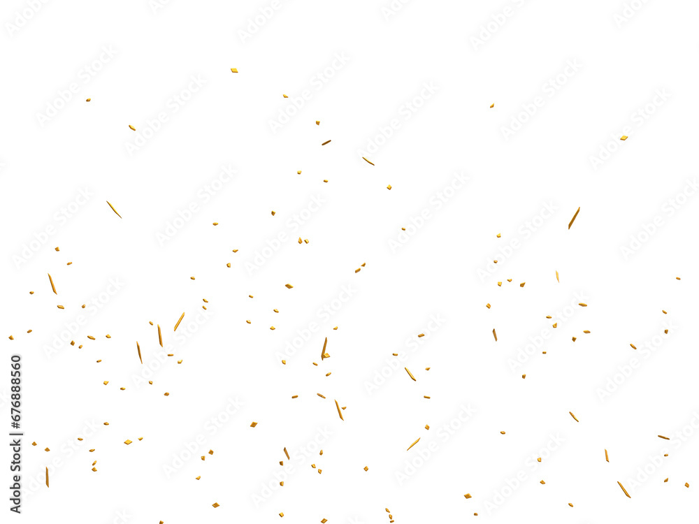 Fototapeta premium Realistic Golden Confetti and serpentine explosion For The Festival Party Ribbon Blast Carnival Elements Or Birthday Celebration
