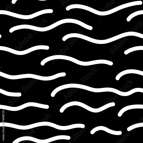 Seamless Wave Pattern. Hand Drawn Water Sea Modern Background.