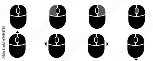 Mouse button click, swipe right, left, forward, back outline icons set eps10 photo