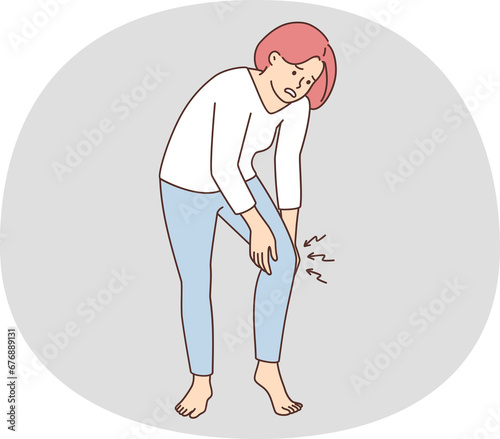 Unhealthy woman suffer from knee pain