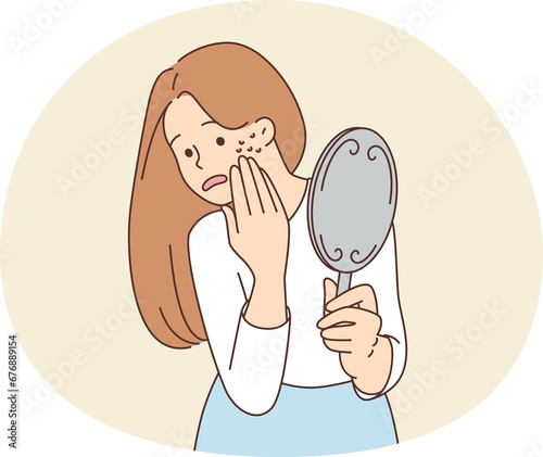 Stressed woman worried about acne