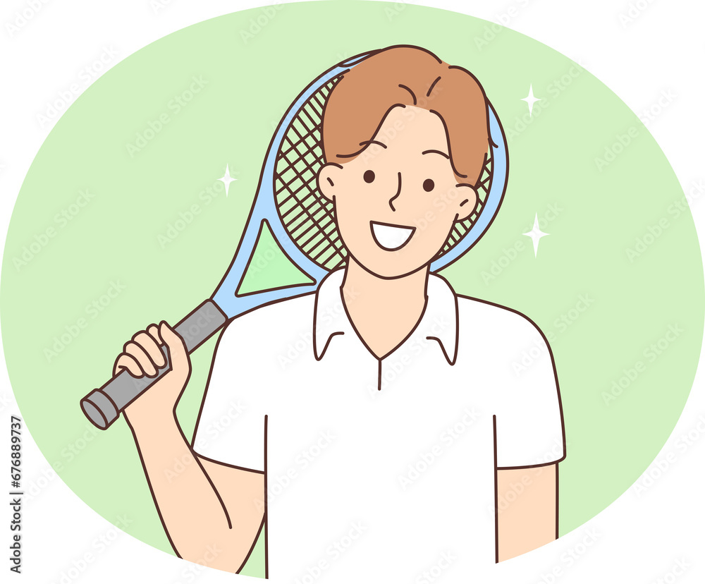 Smiling man with tennis rocket