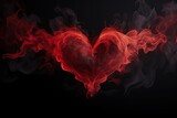 Heart made of red smoke. Love Concept. Generative AI