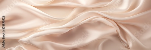 Closeup of elegant crumpled white silk fabric with luxurious background design and textured surface