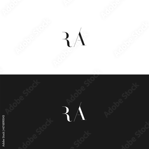 RA logo. R A design. White RA letter. RA, R A letter logo design. Initial letter RA linked circle uppercase monogram logo. R A letter logo vector design. 