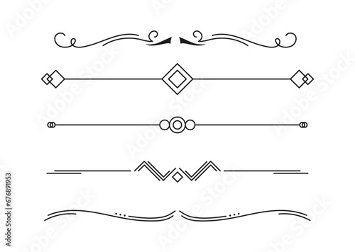 Calligraphic ornamental line divider collection