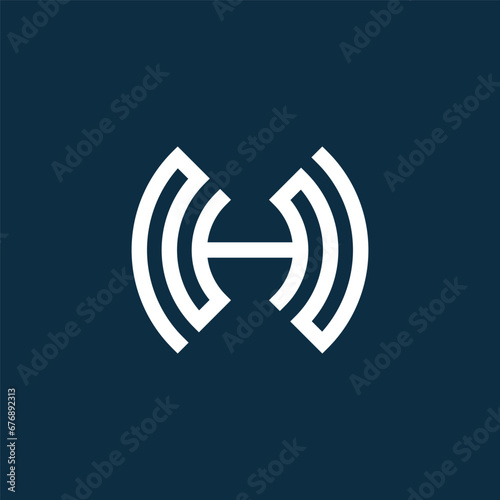 line letter H logo with Network