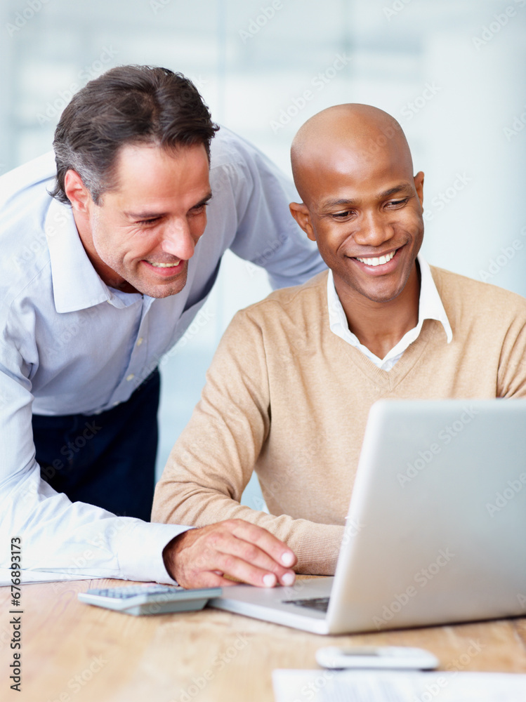 Business people, teamwork and laptop for accounting, planning budget and manager advice, support or help. Mature accountant, audit advisor and boss or men on computer for feedback on financial report Business people, teamwork and laptop for accounting, planning budget and manager advice, support or help. Mature accountant, audit advisor and boss or men on computer for feedback on financial report