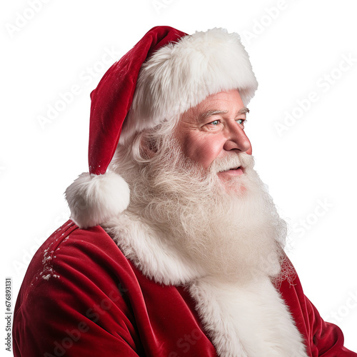 Close up of santa claus. isolated on transparent background PNG.