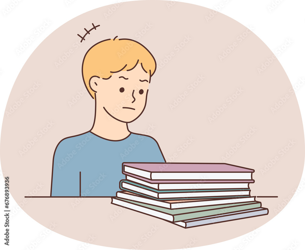 Unhappy child unmotivated about studying Unhappy child unmotivated about studying