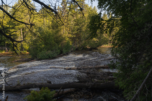 Side view of the Lower Tahquamenon Falls  showing roaring rapids