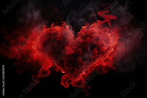 Heart made of red smoke. Love Concept. Generative AI