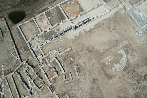 Aerial views from over the ancient ruins on the Greek Island of Despotiko photo