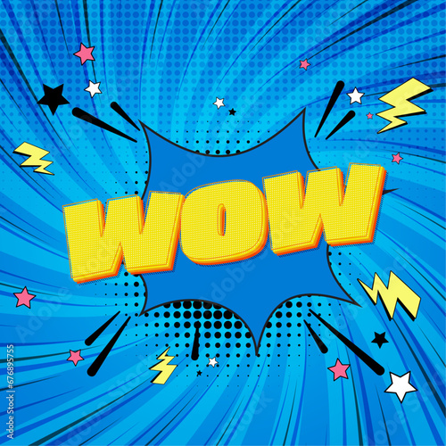 Wow word pop art comic speech bubble vector