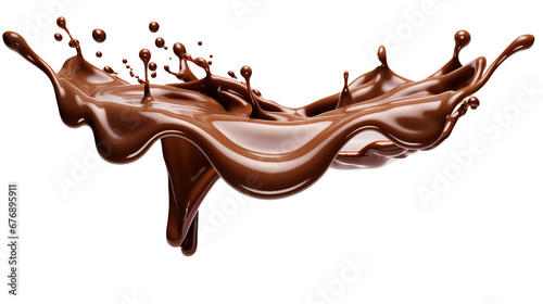 Chocolate dripping splashes on transparent background, image with background removed, created with Generative Ai technology.