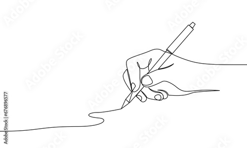One continuous line handwriting, continuous hand drawing with pen line illustration. Vector illustration