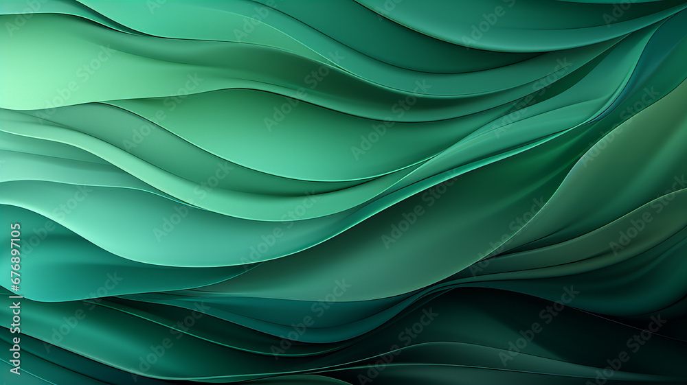 abstract wave in light and dark green colors, in the style of subtle gradients