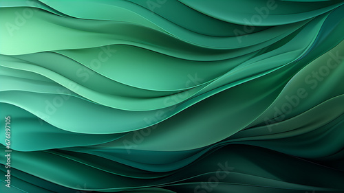 abstract wave in light and dark green colors, in the style of subtle gradients