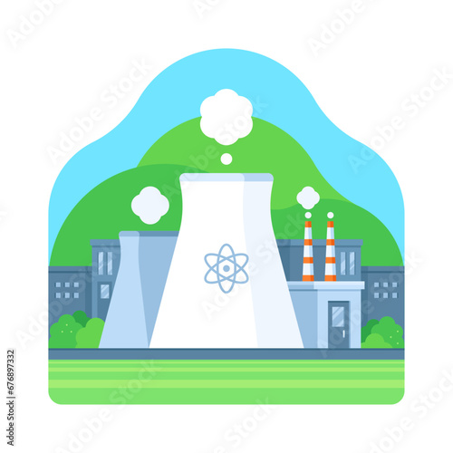 Nature - Environment - Climate Change - Nuclear Energy - Nuclear Power Station Illustration