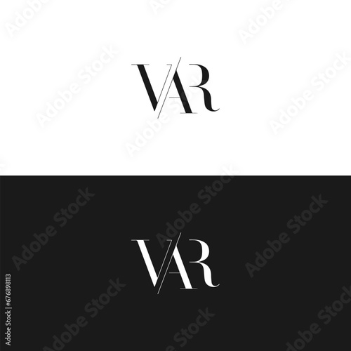 VAR logo. V A R design. White VAR letter. VAR, V A R letter logo design. Initial letter VAR linked circle uppercase monogram logo. V A R letter logo vector design.  photo