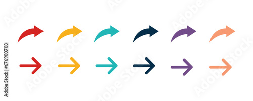 Direction arrow icon set. Colored arrows symbols. Arrows of different types. Arrow isolated vector graphic elements eps10.