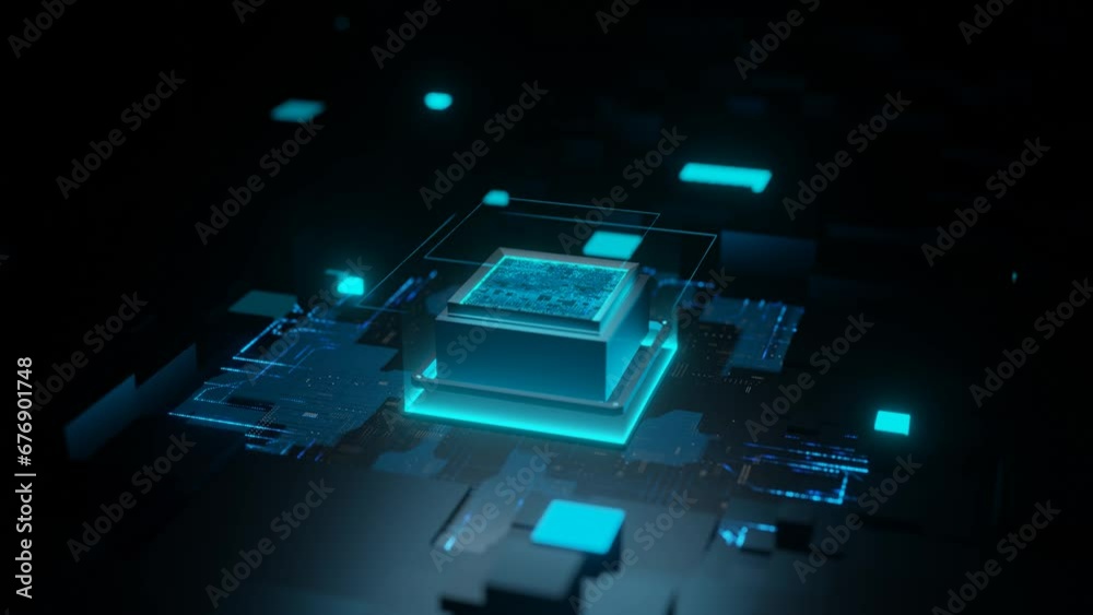 Abstract Concept of CPU Activation: Energy Pulse Expansion Visualized