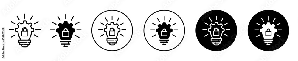 patented solution locked Icon. intellectual property right or copyright protection symbol set. lightbulb or lamp with lock vector sign. Product or innovative idea trademark to make copyright logo patented solution locked Icon. intellectual property right or copyright protection symbol set. lightbulb or lamp with lock vector sign. Product or innovative idea trademark to make copyright logo