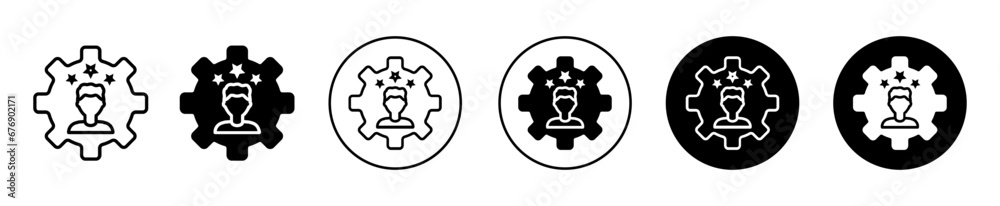Employee skills icon. job worker or employee skill set or smart productivity with technical skill symbol set. Technical expert or leader vector line logo. Person with skill set sign - obrazy, fototapety, plakaty 