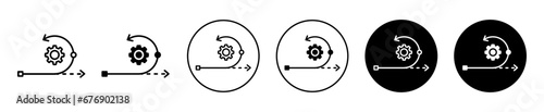 Agile methodology icon. project management in phases with cycle of planning, executing, and evaluating business symbol set. time or project agility to increase smooth process vector line logo. 