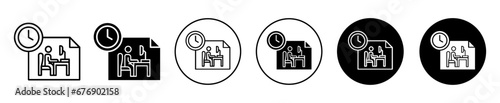 flexible schedule work icon. office job employee working hours or time management to increase productivity and efficiency symbol set. Flexibility to remote freelancer work vector line logo.