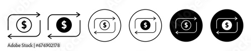 simple cash flow icon. company business cash flow cycle or money rotation symbol set. dollar transfer or exchange through cash flow vector line logo. 