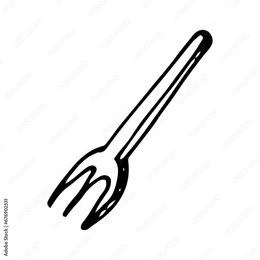 Fork sketch. Cutlery. Cookware. Hand drawn illustration. Fork sketch. Cutlery. Cookware. Hand drawn illustration.