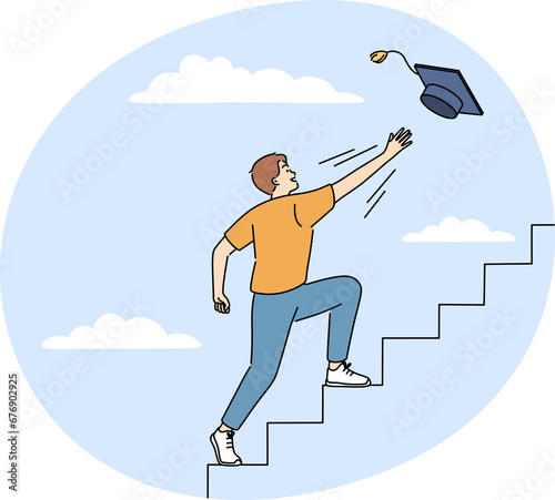 Motivated man go for university graduation