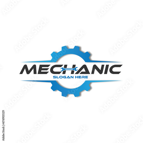 gear and wrench mechanic logo icon vector