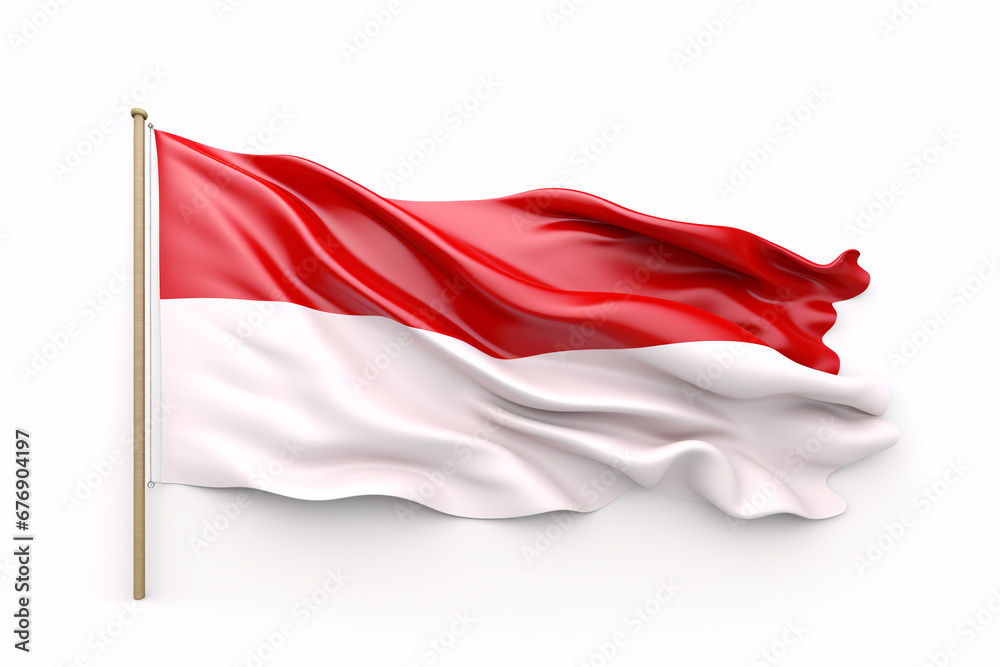 Fototapeta premium A 3D Indonesian banner isolated on a white surface featuring a Polish flag frame and an open text section.